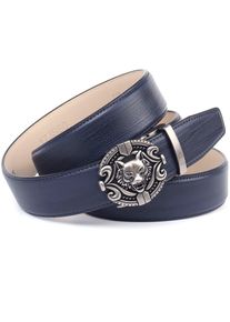 Anthoni Crown Damen Ledergürtel, blau, elegant,klassisch, Gr. 115, unifarben, Leder, Gürtel, Ledergürtel geflammt