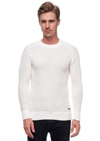 Rusty Neal Herren Strickpullover, weiß, casual, Gr. S, unifarben, 50% Baumwolle, 50% Polyacryl, Pullover, in sportlichem Design