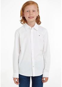 Tommy Hilfiger Jungen Langarmhemd "SOLID STRETCH POPLIN SHIRT L/S", weiß, Gr. 4, Web, Obermaterial: 98% Baumwolle, 2% Elasthan, Hemden, Kinder Kids