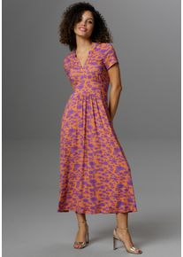 Aniston CASUAL Damen Sommerkleid, orange, modisch, Gr. 40, geblümt, bedruckt, Jersey, Obermaterial: 95% Viskose, 5% Elasthan, Kleider, mit