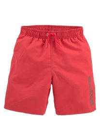 s.Oliver Kinder Badeshorts "Philip Kids", rot, Gr. 146, unifarben, kontrastfarbene Details, Polyester, Badehosen, im schlichten Design