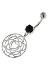 Firetti Bauchnabelpiercing "Schmuck Geschenk Piercing Silber 925 Körperschmuck Mandala Herz", silber, Silber 925 (Sterlingsilber), Chirurgiestahl,