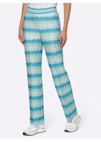 Heine Damen Schlupfhose, blau, Gr. 44, gemustert, mehrfarbig, 94% Polyester, 6% Elasthan, Innenseite:100% Baumwolle, Hosen