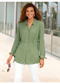 Casual Looks Damen Langarmbluse, grün, Gr. 36, unifarben, 100% Viskose, Blusen