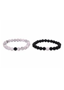 Firetti Armband Set "Multipack Schmuck Geschenk Zugarmbänder Steinarmband Edelstein", 18, Stein-Silikon, schwarz-weiß, Stein, Silikon, Armbänder,