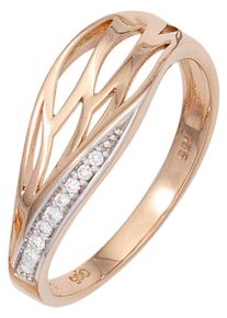 Jobo Damen Diamantring, 58, SI = kleine Einschlüsse, Roségold 585-Diamanten, rosa, Rosu00e9gold 585, Diamanten, Fingerringe, 585 Roségold mit 8