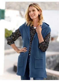 Inspirationen Damen Strickweste, blau, Gr. 40, unifarben, 100% Polyacryl, Westen
