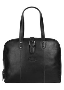 KLONDIKE 1896 Damen Aktentasche, schwarz, Leder, unifarben, leicht glänzend, Taschen, echt Leder