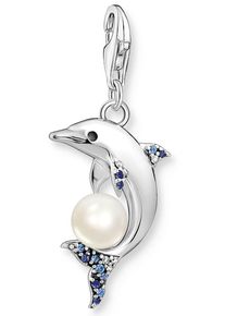 Thomas Sabo Damen Charm-Einhänger "Delfin mit Perle, 1889-664-7", silber, Silber 925 (Sterlingsilber), Perlen, Charms, mit Spinell (synth.), Zirkonia