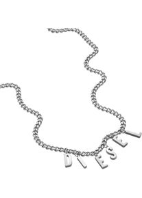 Diesel Damen Kette mit Anhänger "STEEL, DX1494040", Edelstahl, L: 50cm B: 9mm, silber, Edelstahl, B:9mm, Halsketten