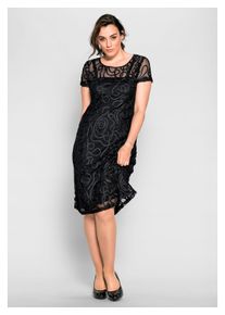 sheego Damen Spitzenkleid "Große Größen", schwarz, elegant, Gr. 52, unifarben, Obermaterial: 100% Polyamid;Futter: 100% Polyester, Kleider, in leicht