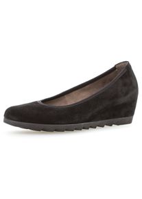 Gabor Damen Pumps, Gr. 43, schwarz, Ziegenveloursleder, unifarben, klassisch, Schuhe, Keilabsatz, Halbschuh Schlupfschuh mit Profilsohle