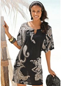 Lascana Damen Jerseykleid, bunt, modisch, Gr. 32, Jersey, Obermaterial: 100% Viskose, Kleider, mit Zierdetail am Ausschnitt, sommerliches