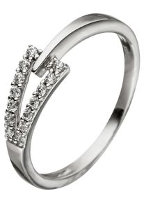 Jobo Damen Goldring, 54, Weißgold 333, weiß, Weißgold 333, Fingerringe, 333 Weißgold mit Zirkonia