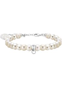 Thomas Sabo Damen Charm-Armband "mit weißen, ovalen Perlen, A2142-158-14-L19v", 19, Silber 925 (Sterlingsilber)-Perlen, bunt, Silber 925