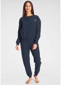 Fila Damen Loungeanzug, Gr. XS, blau, Obermaterial: 100% Baumwolle, unifarben, casual, Homewear-Sets, mit Markenlogo auf der Brust