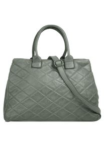 Samantha Look Damen Henkeltasche, grau, Leder, unifarben, Taschen, echt Leder, Made in Italy