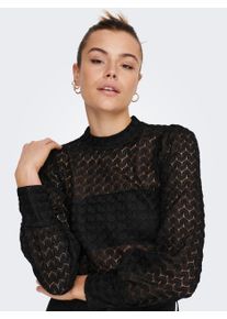 Jacqueline de Yong JDY Damen Langarmshirt "JDYAVERY L/S LACE TOP JRS NOOS", schwarz, modisch, Gr. S, unifarben, Single Jersey, Obermaterial: 100% Polyester, Shirts