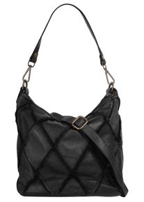 Samantha Look Damen Henkeltasche, schwarz, Leder, unifarben, leicht glänzend, Taschen, echt Leder, Made in Italy