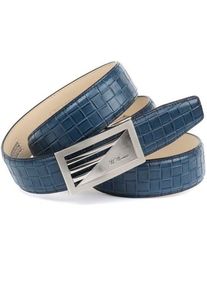 Anthoni Crown Damen Ledergürtel, blau, elegant,klassisch,festlich, Gr. 115, gepflegt, geprägtes Muster, leicht glänzend, Leder, Gürtel