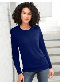 Casual Looks Damen Rundhalspullover "Pullover", blau, Gr. 54, unifarben, 50% Baumwolle, 50% Polyacryl, Pullover