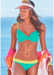 Venice Beach Damen Bikini-Hose "Anna", grün, Gr. 34, unifarben, kontrastfarbene Details, Microfaser, Polyamid, Badehosen, mit kontrastfarbenem Bund