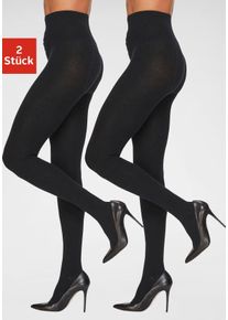 Lavana Damen Strickstrumpfhose, Gr. 36, schwarz, Obermaterial: 83% Baumwolle, 15% Polyamid, 2% Elasthan, unifarben, Strumpfhosen, in modischem