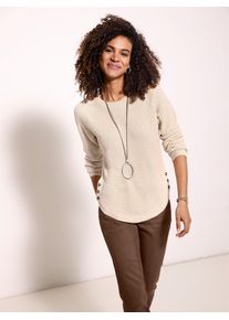 Casual Looks Damen Rundhalspullover "Pullover", beige, Gr. 40, unifarben, gemustert, 50% Baumwolle, 50% Polyacryl, Pullover