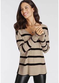 Laura Scott Damen Streifenpullover, beige, feminin, Gr. 36, gestreift, Strick, Obermaterial: 50% Viskose, 26% Polyamid, 24% Polyester, Pullover, mit