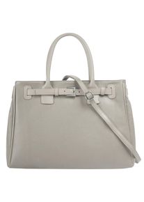 CLUTY Damen Henkeltasche, grau, Leder, unifarben, leicht glänzend, Taschen, echt Leder, Made in Italy