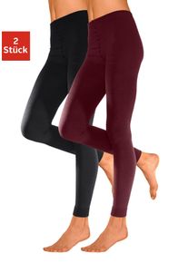 Lavana Damen Thermoleggings, Gr. M, rot, Jersey, Obermaterial: 66% Baumwolle, 30% Polyester, 4% Elasthan, unifarben, Basic, Hosen, innen leicht