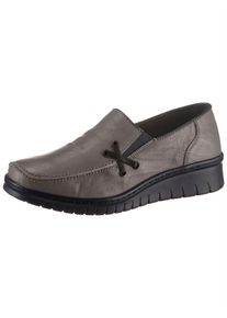 Loretta Damen Slipper, Gr. 42, grau, Leder, sportlich, Schuhe