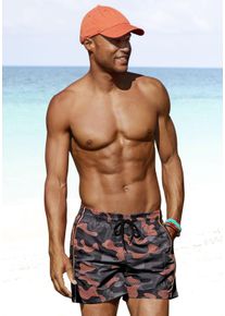 Bench. Herren Badeshorts "Jones", orange, Gr. S, bedruckt, Polyester, Badehosen, in Tarnfarben