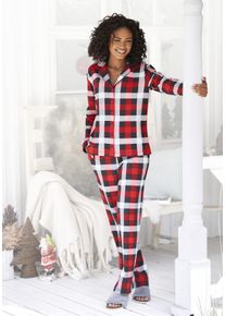 Lascana Damen Schlafanzug, Gr. 32, weiß, Single Jersey, Obermaterial: 100% Baumwolle, kariert, festlich, Homewear-Sets, mit Karodruck