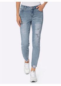 Heine Damen Bequeme Jeans, blau, Gr. 34, unifarben, 95% Baumwolle, 3% Polyester, 2% Elasthan, Jeans