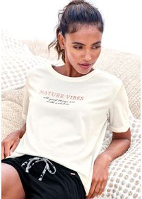 Lascana Damen Pyjamaoberteil, Gr. 36, beige, Single Jersey, Obermaterial: 50% Baumwolle, 50% Viskose, casual, Shirts, in weicher Qualität