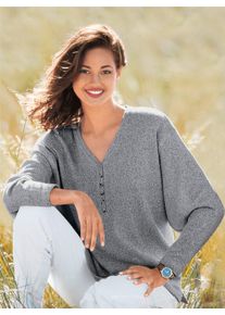 Classic Basics Damen Strickpullover "V-Pullover", grau, Gr. 36, meliert, unifarben, 70% Polyacryl, 30% Polyester, Pullover