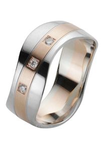 Firetti Trauring "Schmuck Geschenk Gold 375 Hochzeit Ehering Trauring "LIEBE"", 23, 0,06 ct SI = kleine Einschlüsse mit Brillanten, Weißgold