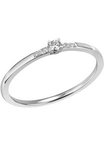 Firetti Damen Fingerring "Schmuck Geschenk Gold 585 Goldring Vorsteckring", 60, 0,06 ct SI = kleine Einschlüsse, Weißgold 585-Diamanten, 1,4mm, weiß,