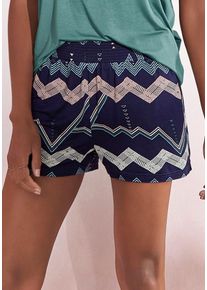 Lascana Damen Pyjamashorts, Gr. 32, blau, Single Jersey, Obermaterial: 95% Viskose, 5% Elasthan, bedruckt, gemustert, casual, Hosen, mit grafischem