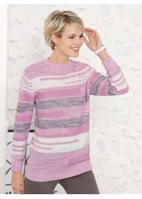 Classic Basics Damen Stehkragenpullover "Pullover", rosa, Gr. 46, meliert, gemustert, gestreift, mehrfarbig, 100% Polyacryl, Pullover
