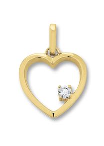 ONE ELEMENT Damen Ketten-Anhänger "Zirkonia Herz Herz Anhänger aus 333 Gelbgold", Gelbgold 333, gold, Gelbgold 333, Schmuckanhänger, Damen Gold