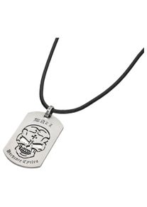 Damen Kette mit Anhänger "mit Totenkopf, Lederband, Edelstahl", schwarz, Walz Hardcore Cycles, Edelstahl, Halsketten