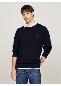 Tommy Hilfiger Herren Strickpullover "CLASSIC CABLE CREW NECK", blau, casual, Gr. XL, Obermaterial: 100% Baumwolle, Pullover