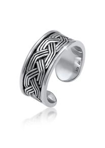 Kuzzoi Herren Silberring "Herren Bandring Ornament Design Offen 925 Silber", Resizable, ohne Stein, Silber 925 (Sterlingsilber), silber, Silber 925