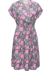 Ragwear Damen Jerseykleid "Selyma Organic", grau, modisch, Gr. S, 100% Lyocell, Kleider, stylisches Shirtkleid mit V-Ausschnitt und Bindegürtel
