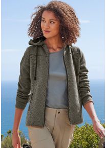 active by Lascana LASCANA ACTIVE Damen Fleecejacke, grün, sportlich, Gr. 32, gemustert, Fleece, Obermaterial: 100% Polyester, Jacken, Trekkingjacke mit Kapuze