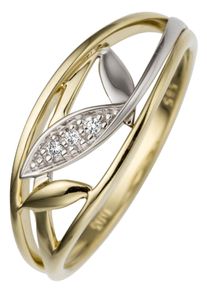 Jobo Damen Diamantring, 58, SI = kleine Einschlüsse, Gelbgold 585-Weißgold 585-Diamanten, gelb, Gelbgold 585, Weißgold 585, Diamanten, Fingerringe,
