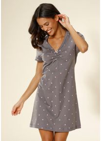 Vivance Dreams Damen Nachthemd, Gr. 36, lila, Single Jersey, Obermaterial: 100% Baumwolle, gemustert, feminin, Kleider, mit Herzchen-Druck
