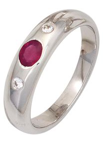 Jobo Damen Silberring, 56, Silber 925 (Sterlingsilber), silber, Silber 925 (Sterlingsilber), Fingerringe, 925 Silber mit Rubin und Zirkonia
